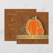 Edelvormige goudThanksgiving pompoenbladeren Kaart (Voorkant / Achterkant)