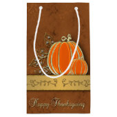 Edelvormige goudThanksgiving pompoenbladeren Klein Cadeauzakje (Achterkant)