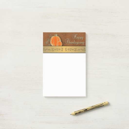 Edelvormige goudThanksgiving pompoenbladeren Post-it® Notes (Op bureau)