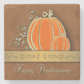 Edelvormige goudThanksgiving pompoenbladeren Stenen Onderzetter (Voorkant)
