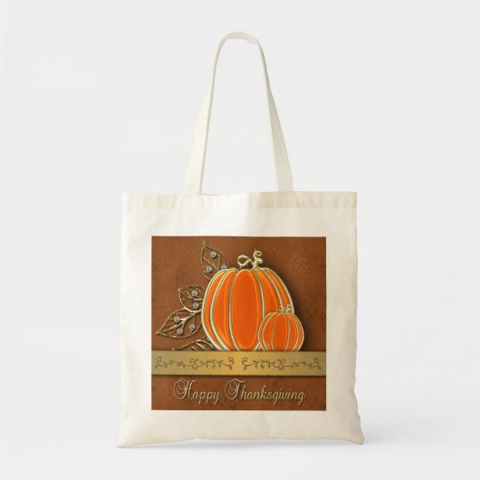 Edelvormige goudThanksgiving pompoenbladeren Tote Bag (Voorkant)