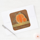 Edelvormige goudThanksgiving pompoenbladeren Vierkante Sticker (Envelop)