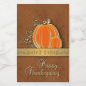 Edelvormige goudThanksgiving pompoenbladeren Voedselcontainer Etiket (Enkel label)