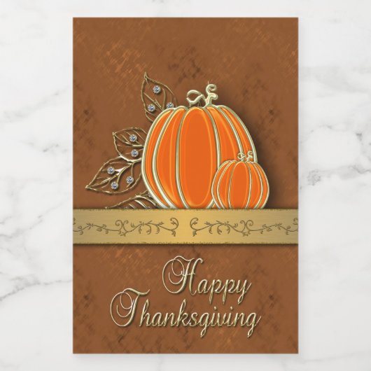 Edelvormige goudThanksgiving pompoenbladeren Voedselcontainer Etiket (Enkel label)