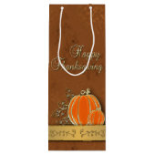 Edelvormige goudThanksgiving pompoenbladeren Wijn Cadeautas (Achterkant)