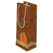 Edelvormige goudThanksgiving pompoenbladeren Wijn Cadeautas (Achterkant Gekanteld)