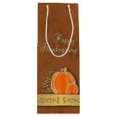 Edelvormige goudThanksgiving pompoenbladeren Wijn Cadeautas (Voorkant)