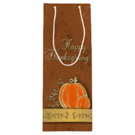 Edelvormige goudThanksgiving pompoenbladeren Wijn Cadeautas