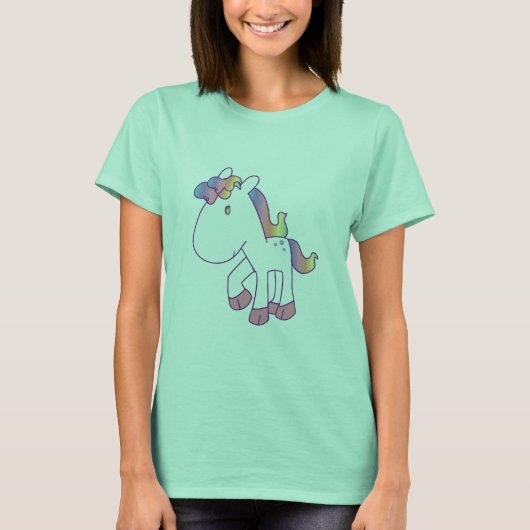 Edelvormige regenboogPony T-shirt (Voorkant)