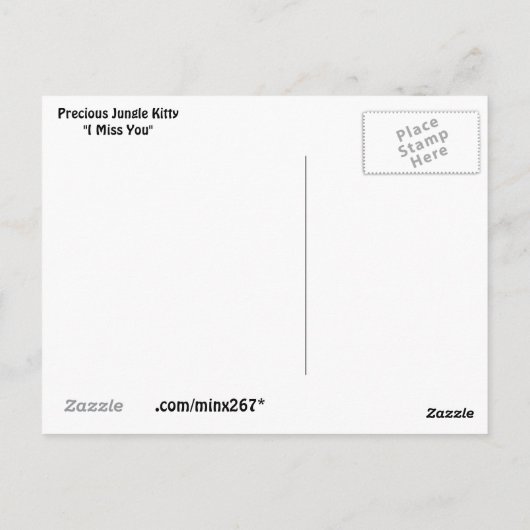 Edelwaardig Oerwoud Kat "vermist" Briefkaart (Achterkant)