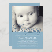 Edelwaardig script Foto Christening Uitnodiging -  (Voorkant / Achterkant)