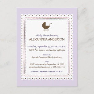 Edelwaardige lavender Aangepaste Baby shower Kaart