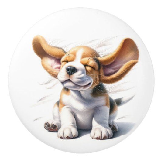 Edelwaardige Puppies Keramische Knop (Voorkant)