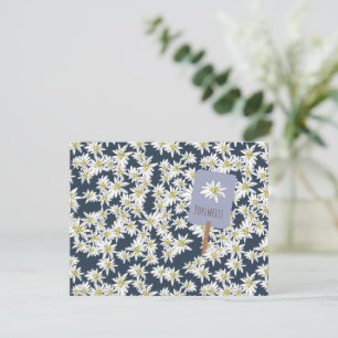 Edelweiss Alpen Wilde Bloem Handgeïllustreerd Boho Bedankkaart