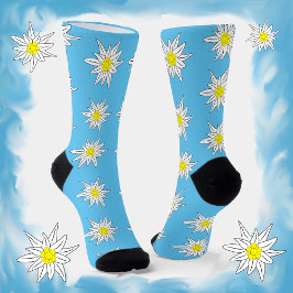Edelweiss Alpiene Sokken met lichte blauw personee