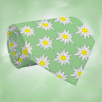 Edelweiss Alpine Flower Print Lichtgroene Stropdas