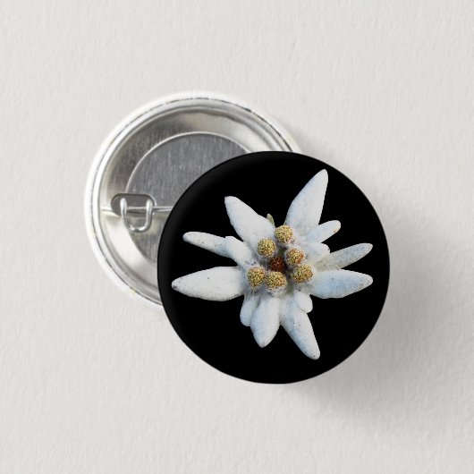 Edelweiss Alpine Flower Ronde Button 3,2 Cm (Voorkant /achterkant)