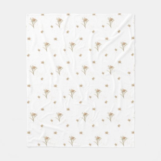 Edelweiss Alpine Waterverf Wildflower Fleece Deken (Voorkant)