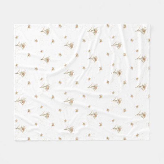 Edelweiss Alpine Waterverf Wildflower Fleece Deken (Voorkant (Horizontaal))