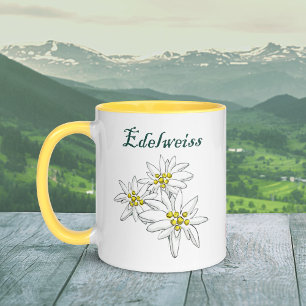 Edelweiss Alpine Wildflower Yellow Hand-Drawn Mok