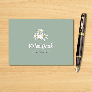 Edelweiss Bloem Handgetekende Bloemrijke Bruidsdou Bedankkaart