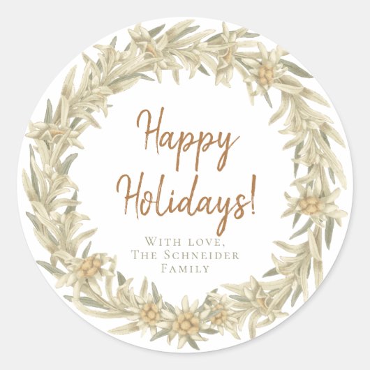 Edelweiss Bloemkrans Ronde Sticker (Voorkant)