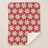 Edelweiss Blooms Red Sherpa Fleece Blanket Sherpa Deken (Voorkant)