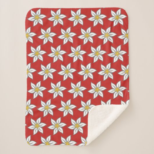 Edelweiss Blooms Red Sherpa Fleece Blanket Sherpa Deken (Voorkant)