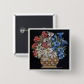 Edelweiss Bouquet Pin Vierkante Button 5,1 Cm (Voorkant /achterkant)