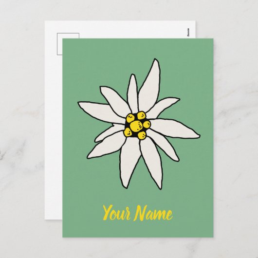 Edelweiss Chalet Flower Retro Huts  Alm Feestdagenkaart (Voorkant / Achterkant)