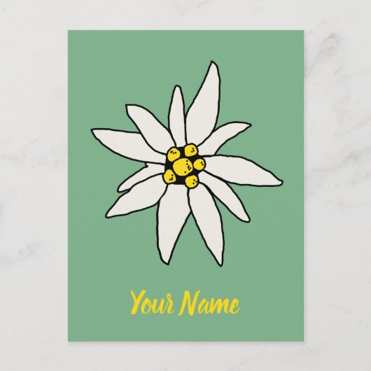 Edelweiss Chalet Flower Retro Huts  Alm Feestdagenkaart (Voorkant)