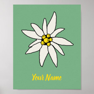 Edelweiss Chalet Flower Retro Huts  Alm Poster