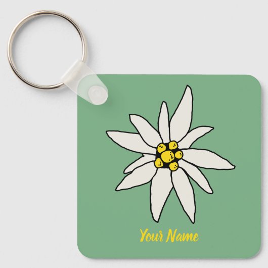 Edelweiss Chalet Flower Retro Huts Alm Sleutelhanger (Voorkant)