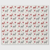 Edelweiss Deer en Hearts Wrapping Paper Cadeaupapier (Vlak)