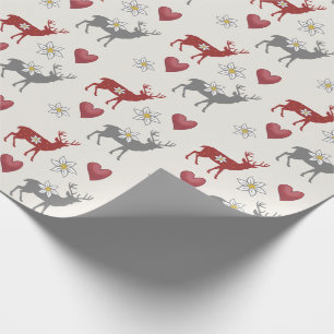 Edelweiss Deer en Hearts Wrapping Paper Cadeaupapier