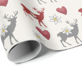 Edelweiss Deer en Hearts Wrapping Paper Cadeaupapier (Rol Hoek)