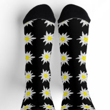 Edelweiss Doodle Flowers Black Creming Sokken