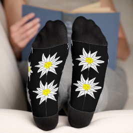 Edelweiss Doodle Flowers Black Creming Sokken