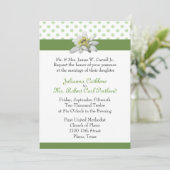 Edelweiss en Green Polka Dot Wedding Invitation Kaart (Staand voorkant)