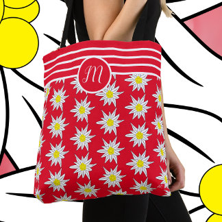 Edelweiss en Stripes Monogram Red Canvas tas
