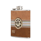 Edelweiss-fles op leer met monogram heupfles (Links)