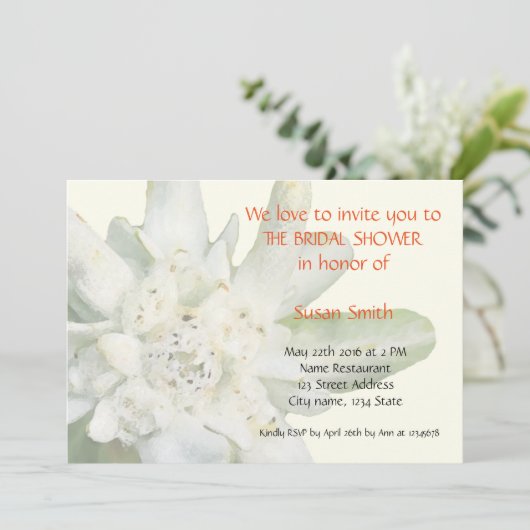 Edelweiss floral Bridal Shower Kaart (Staand voorkant)