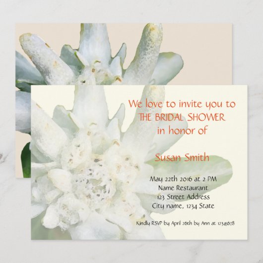 Edelweiss floral Bridal Shower Kaart (Voorkant / Achterkant)