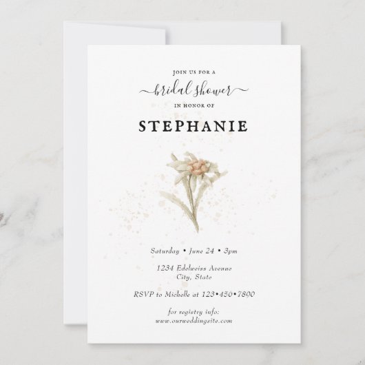 Edelweiss Floral Bridal Shower Kaart (Voorkant)