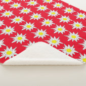 Edelweiss Flower Pattern Red Sherpa Blanket Deken (3/4)