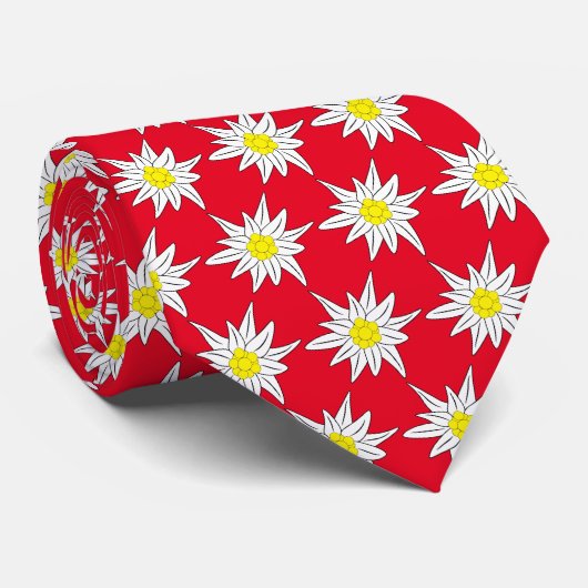 Edelweiss Flower Pattern Red Stropdas (Opgerold)