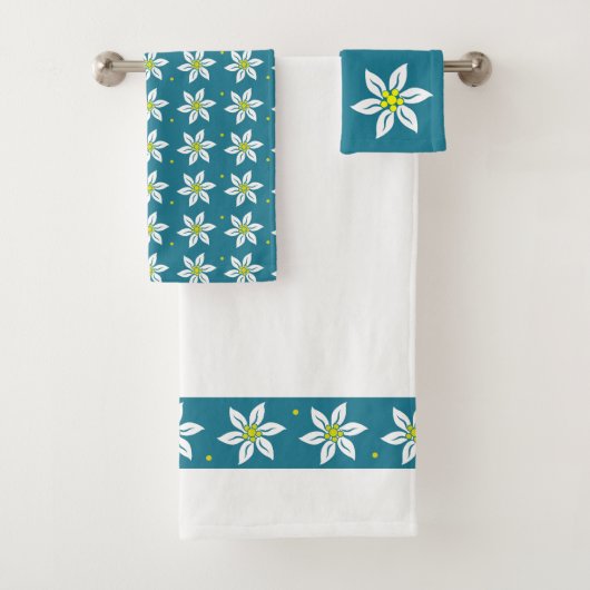 Edelweiss Flowers Bath Towel Set Bad Handdoek (Insitu)