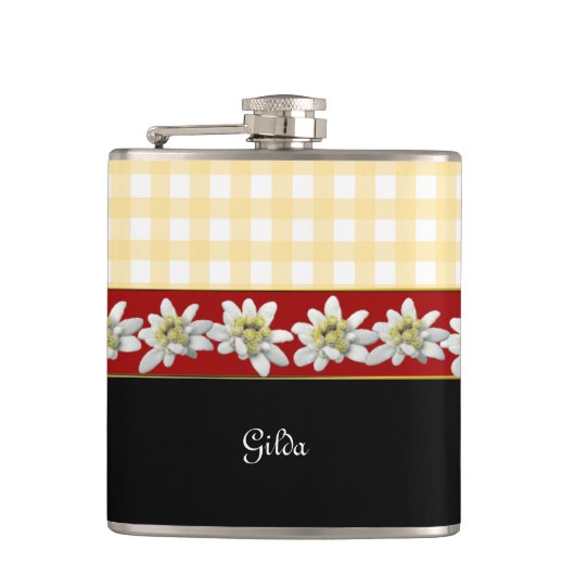 Edelweiss Flowers Custom Flask Heupfles (Voorkant)