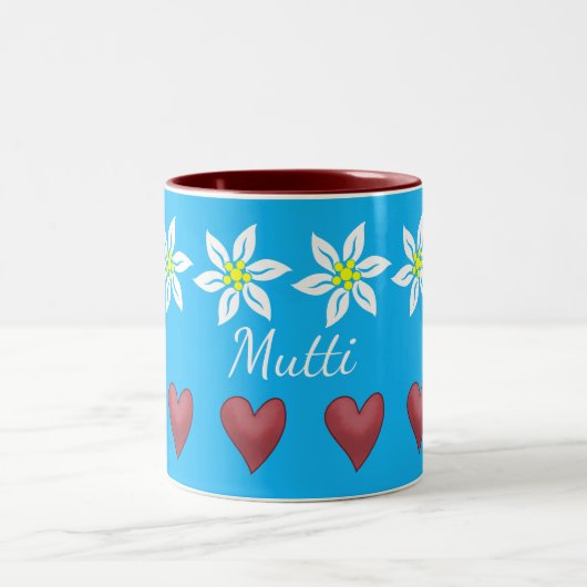 Edelweiss Flowers en Hearts Custom Mok (Center)