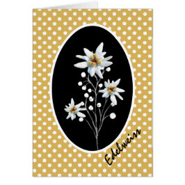 Edelweiss Flowers op Gele en Witte Polka Dots